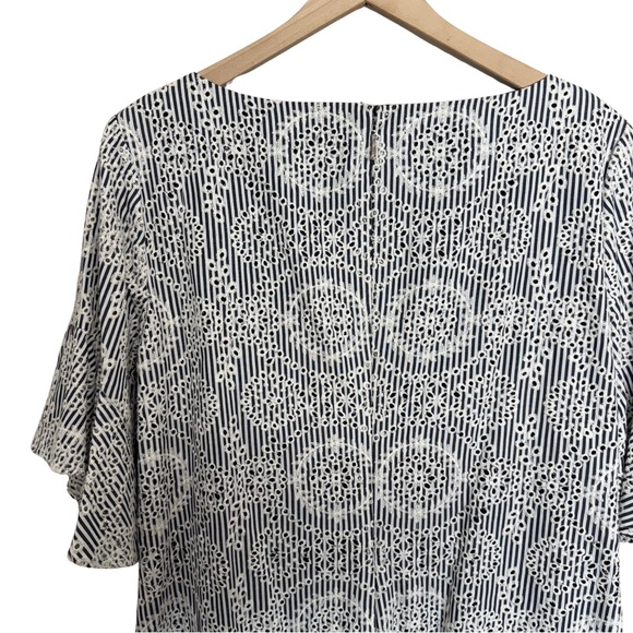 Lauren Ralph Lauren 14 HEAVILY Embroidered Flutter Short Sleeve Striped Spring - Picture 8 of 13